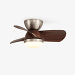 Miroter Ceiling Fan Light with LED, Flush Mount, Walnut & Nickel