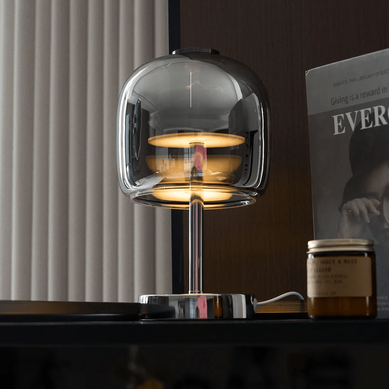 Avolar Smoked Glass LED Table Lamp with Chrome Base