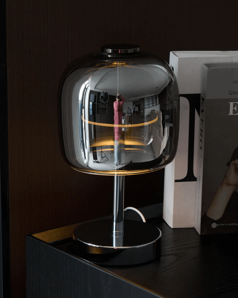 Avolar Smoked Glass LED Table Lamp with Chrome Base