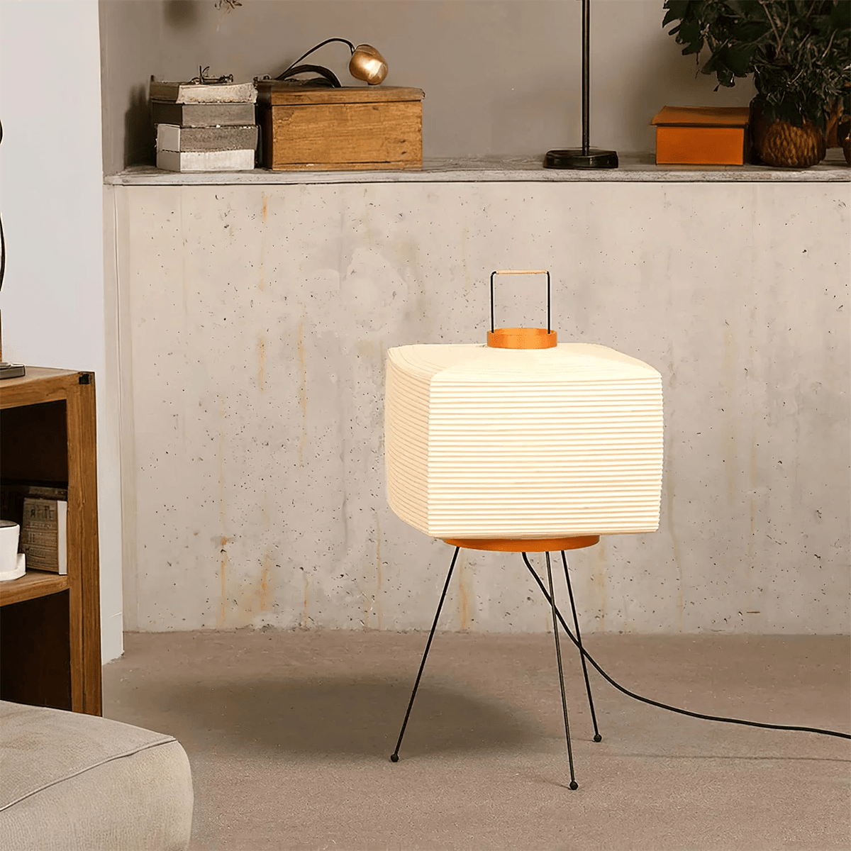 Washi Paper Table Lamp with Bamboo Ribs – Modern Ambient Lighting