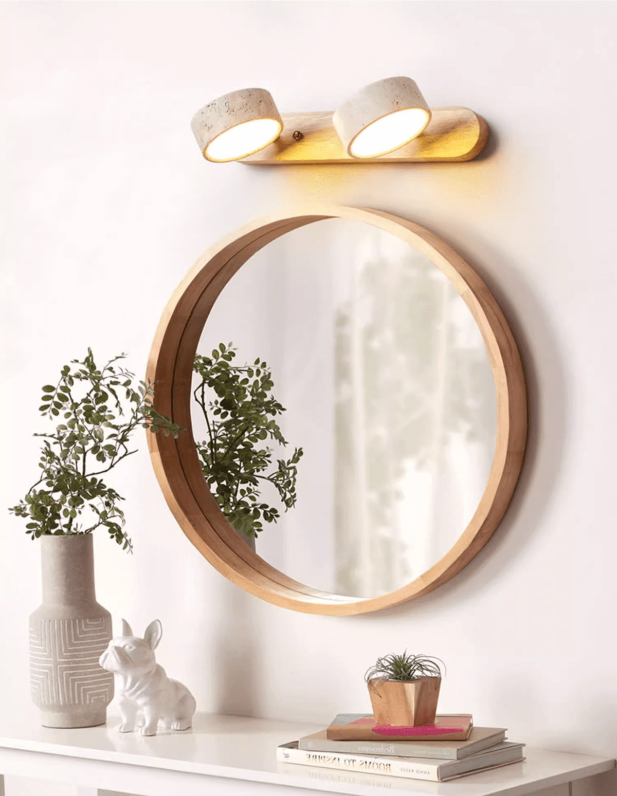 Travertine Duo Cordless LED Wall Sconce with Touch Dimming