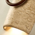 Anulo Travertine Wall Sconce with Wooden Ring Accent