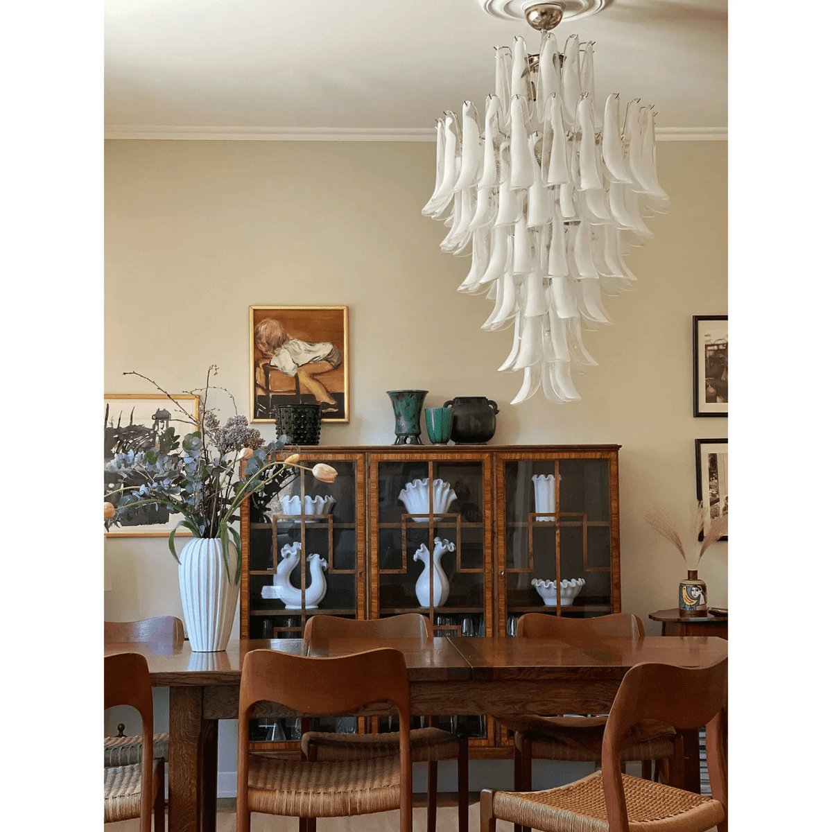 Dravina Glass Petals Pendant Chandelier – Handcrafted Murano-Style Lighting