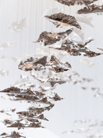 Sculptural Glass Leaf Chandelier — Twisted Modern Pendant for Grand Interiors