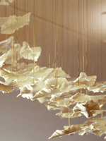Sculptural Glass Leaf Chandelier — Twisted Modern Pendant for Grand Interiors