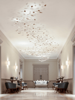 Sculptural Glass Leaf Chandelier — Twisted Modern Pendant for Grand Interiors