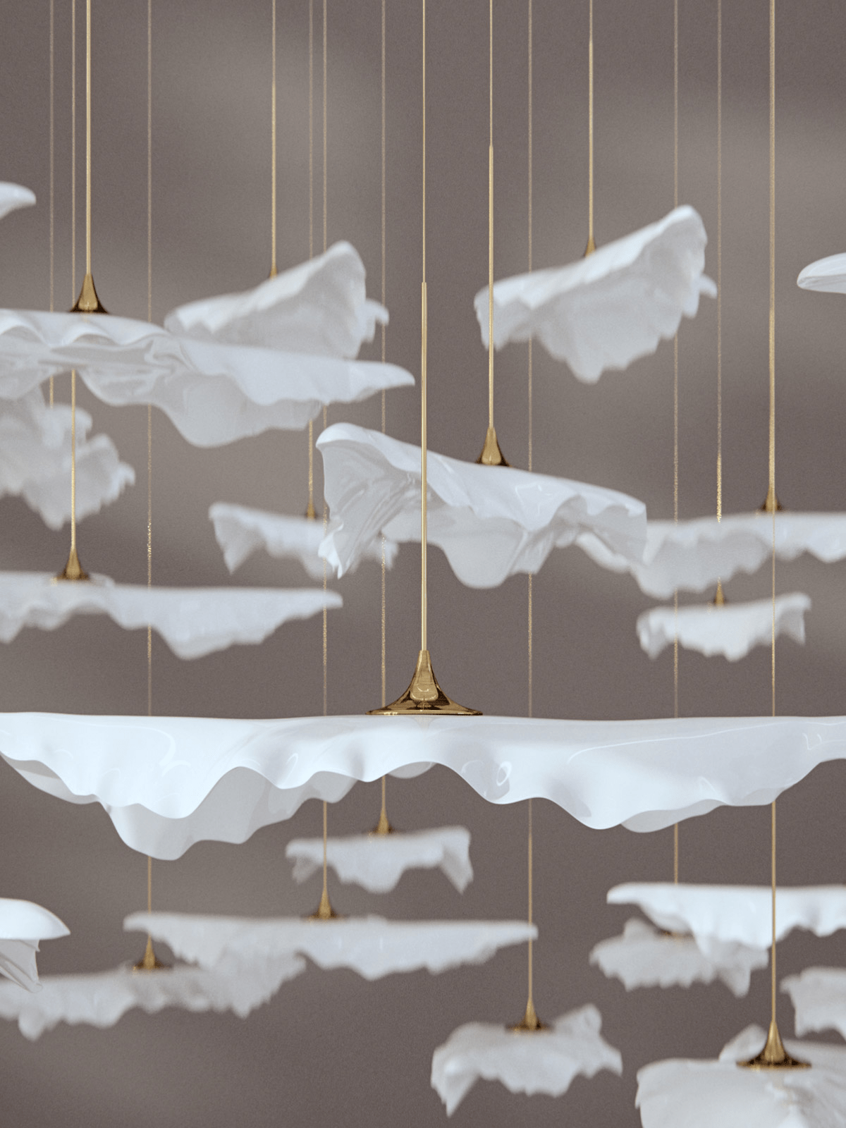 Sculptural Glass Leaf Chandelier — Twisted Modern Pendant for Grand Interiors