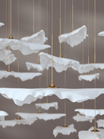 Sculptural Glass Leaf Chandelier — Twisted Modern Pendant for Grand Interiors