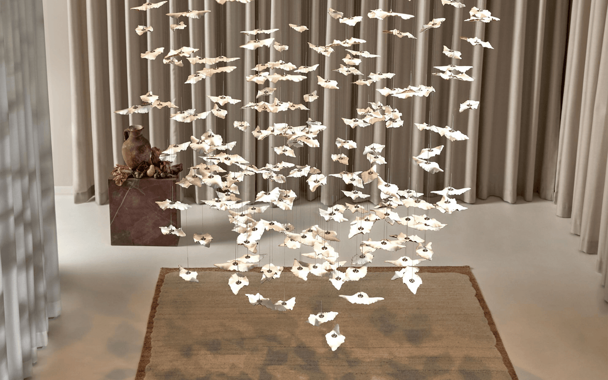 Sculptural Glass Leaf Chandelier — Twisted Modern Pendant for Grand Interiors