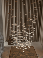 Sculptural Glass Leaf Chandelier — Twisted Modern Pendant for Grand Interiors