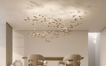 Sculptural Glass Leaf Chandelier — Twisted Modern Pendant for Grand Interiors