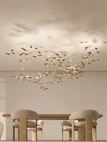 Sculptural Glass Leaf Chandelier — Twisted Modern Pendant for Grand Interiors