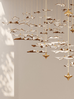 Sculptural Glass Leaf Chandelier — Twisted Modern Pendant for Grand Interiors