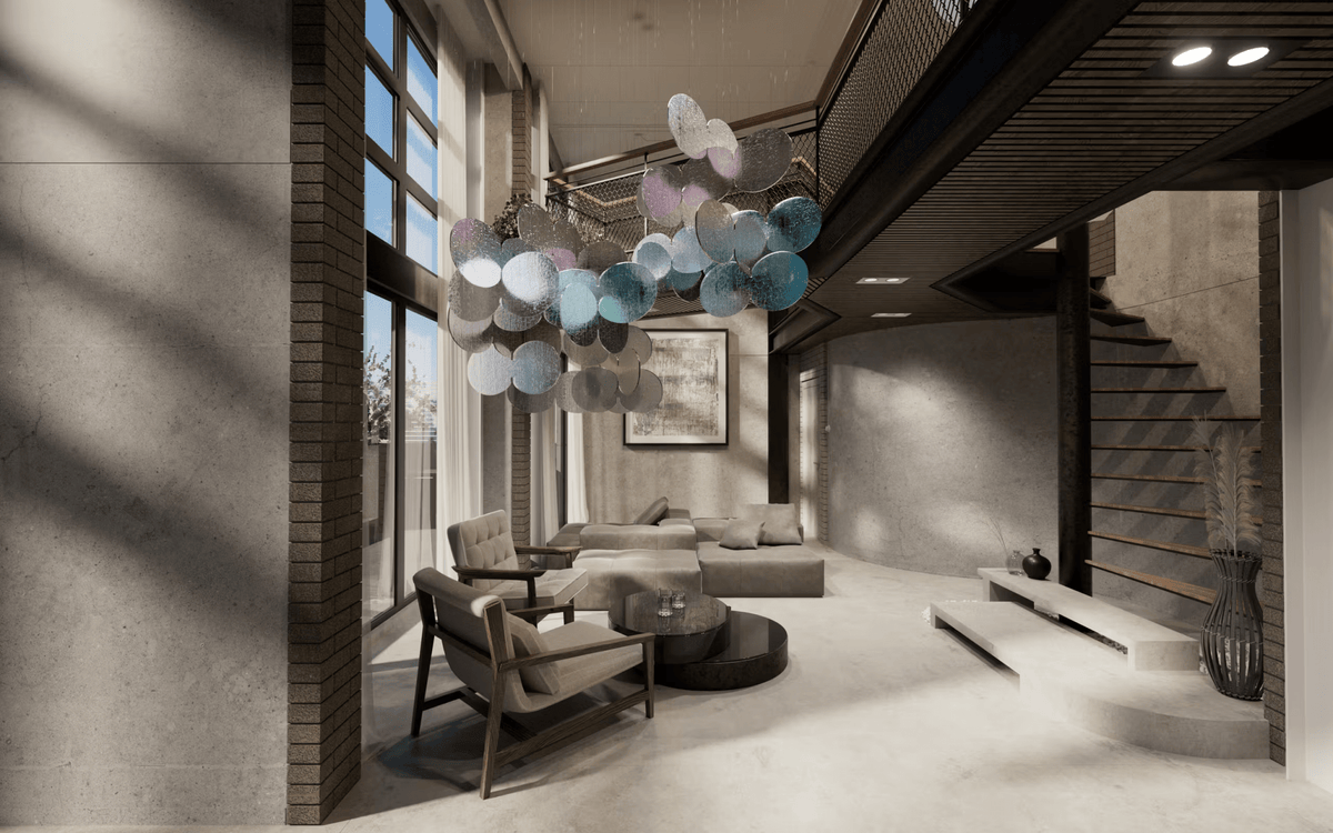 Iridescent Disc Chandelier with Cloud Glass Accents
