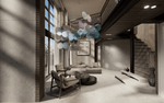 Iridescent Disc Chandelier with Cloud Glass Accents