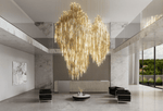 Vitara Glass Drop Chandelier — Amber Gothic LED Pendant