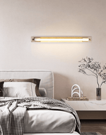 Caelum Linear LED Wall Sconce in Travertine and Bronze