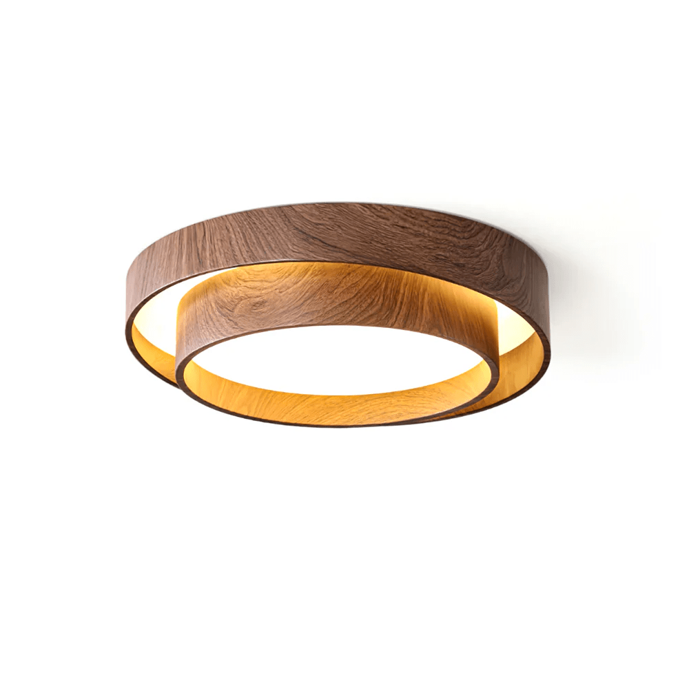 Vaako Modern Walnut Finish LED Flush Mount Ceiling Light