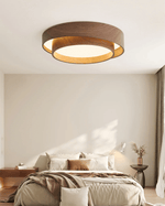 Vaako Modern Walnut Finish LED Flush Mount Ceiling Light