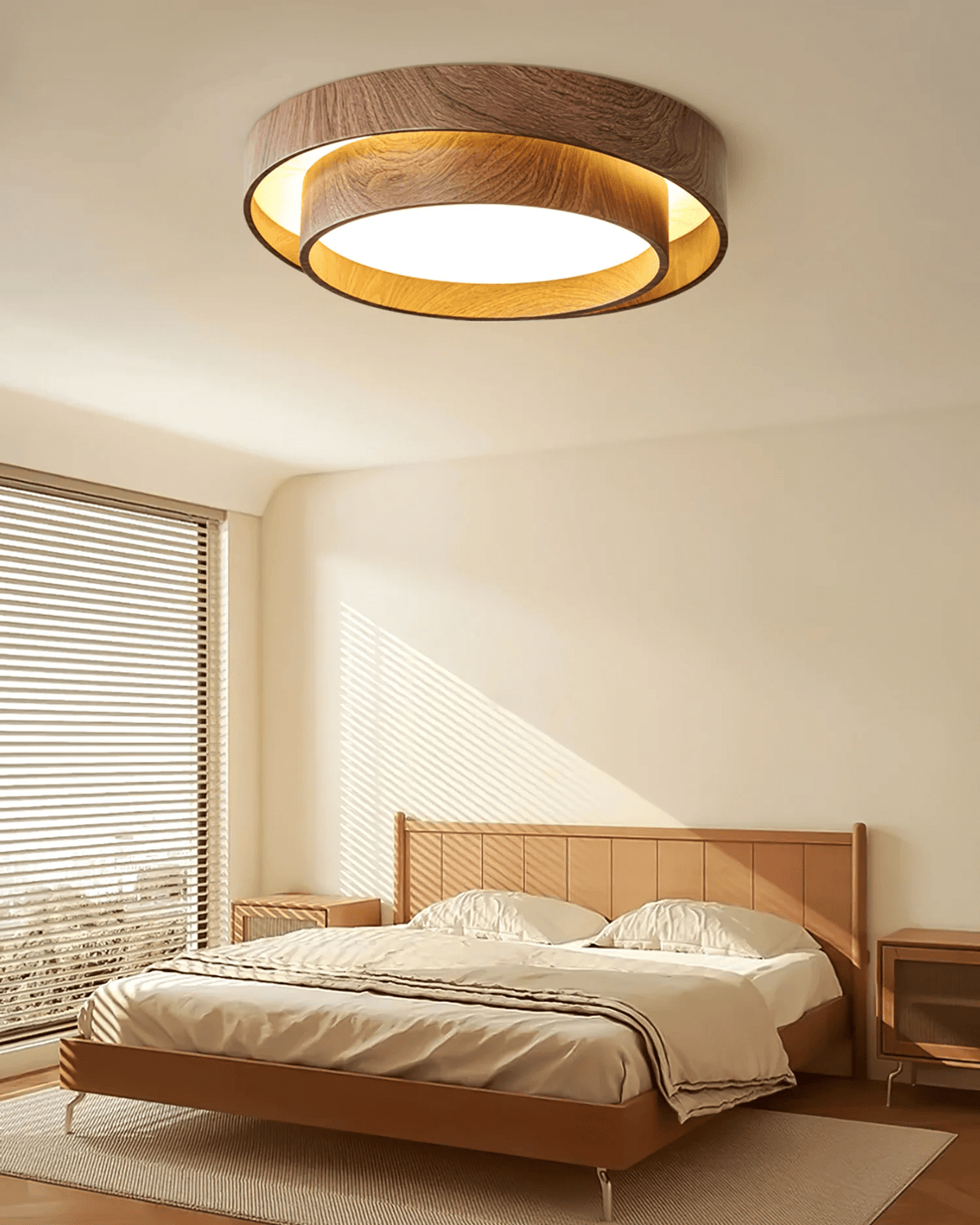 Vaako Modern Walnut Finish LED Flush Mount Ceiling Light