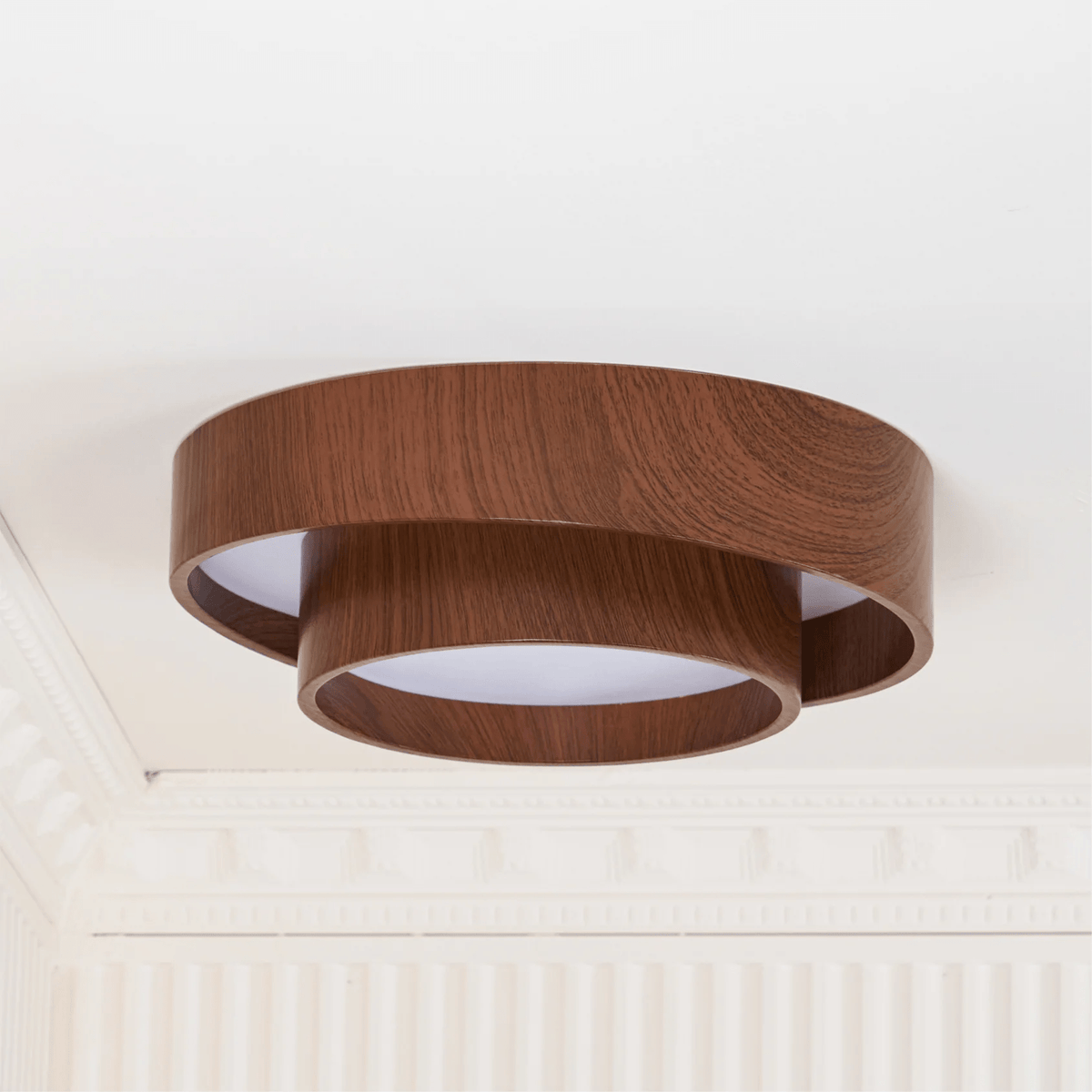 Vaako Modern Walnut Finish LED Flush Mount Ceiling Light