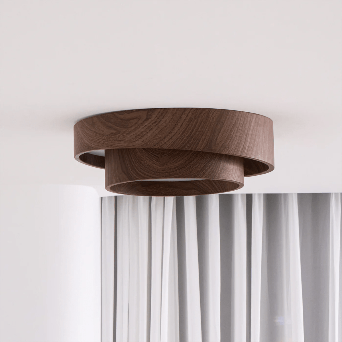 Vaako Modern Walnut Finish LED Flush Mount Ceiling Light