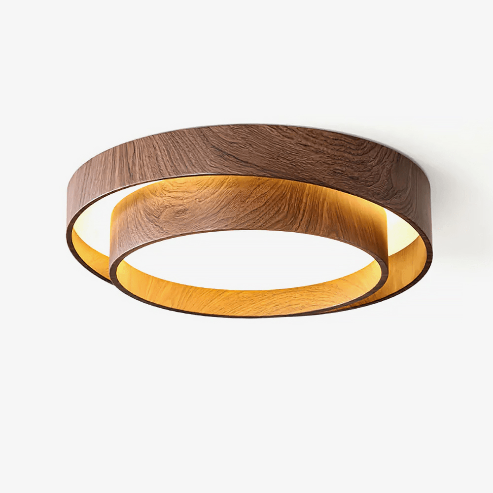 Vaako Modern Walnut Finish LED Flush Mount Ceiling Light