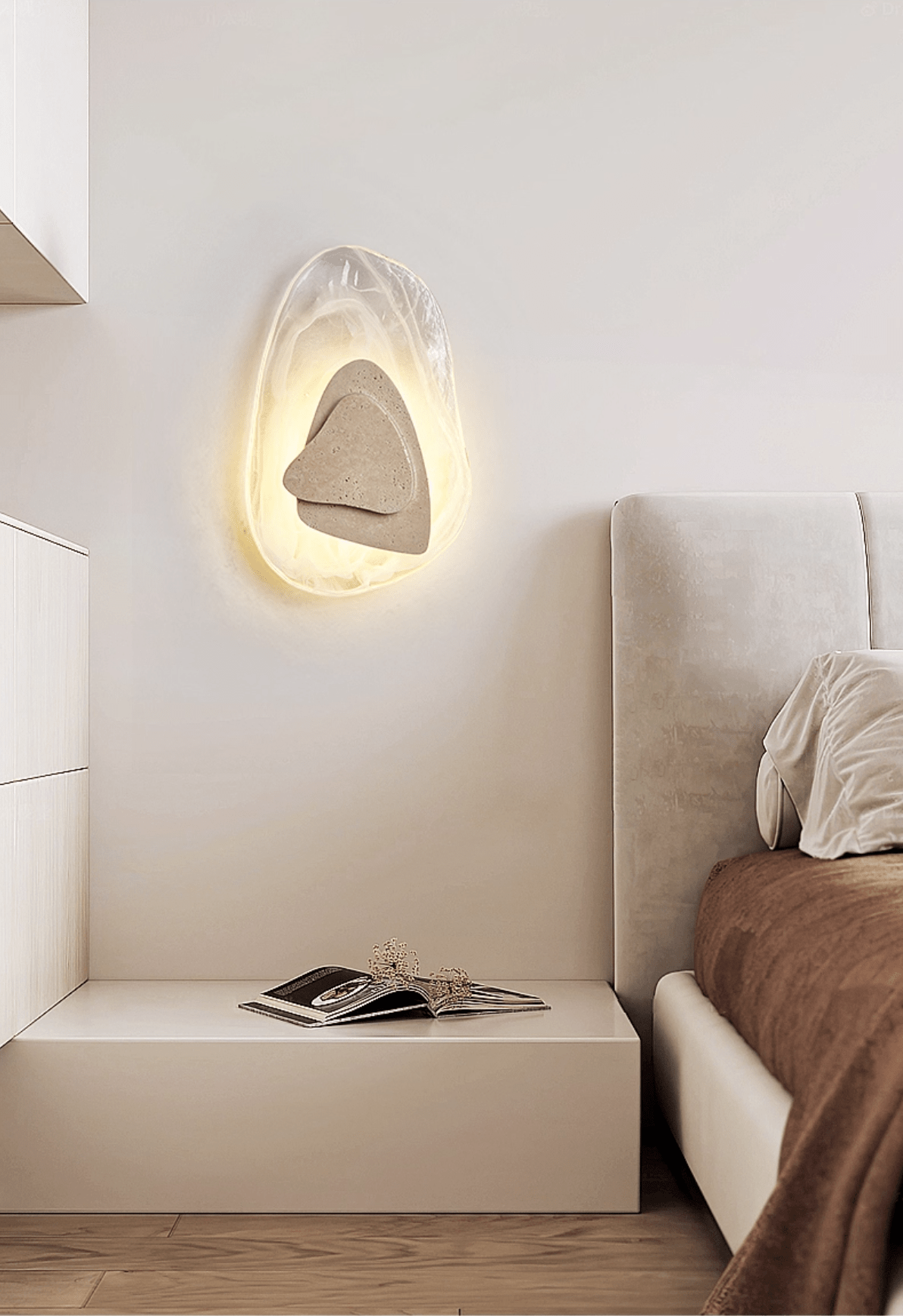 Eira Travertine Wall Sconce with Glass Shade for Modern Interiors