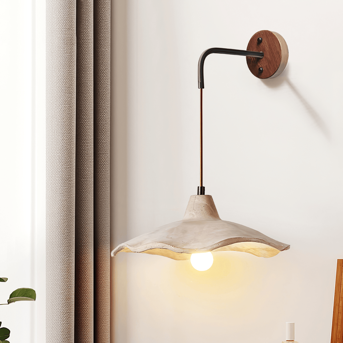 Mirella Wall Sconce – Handcrafted Microcement & Walnut Modern Wall Light