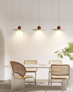Solen Pendant Light in Travertine and Wood – Modern Designer Ceiling Lamp