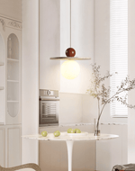 Solen Pendant Light in Travertine and Wood – Modern Designer Ceiling Lamp