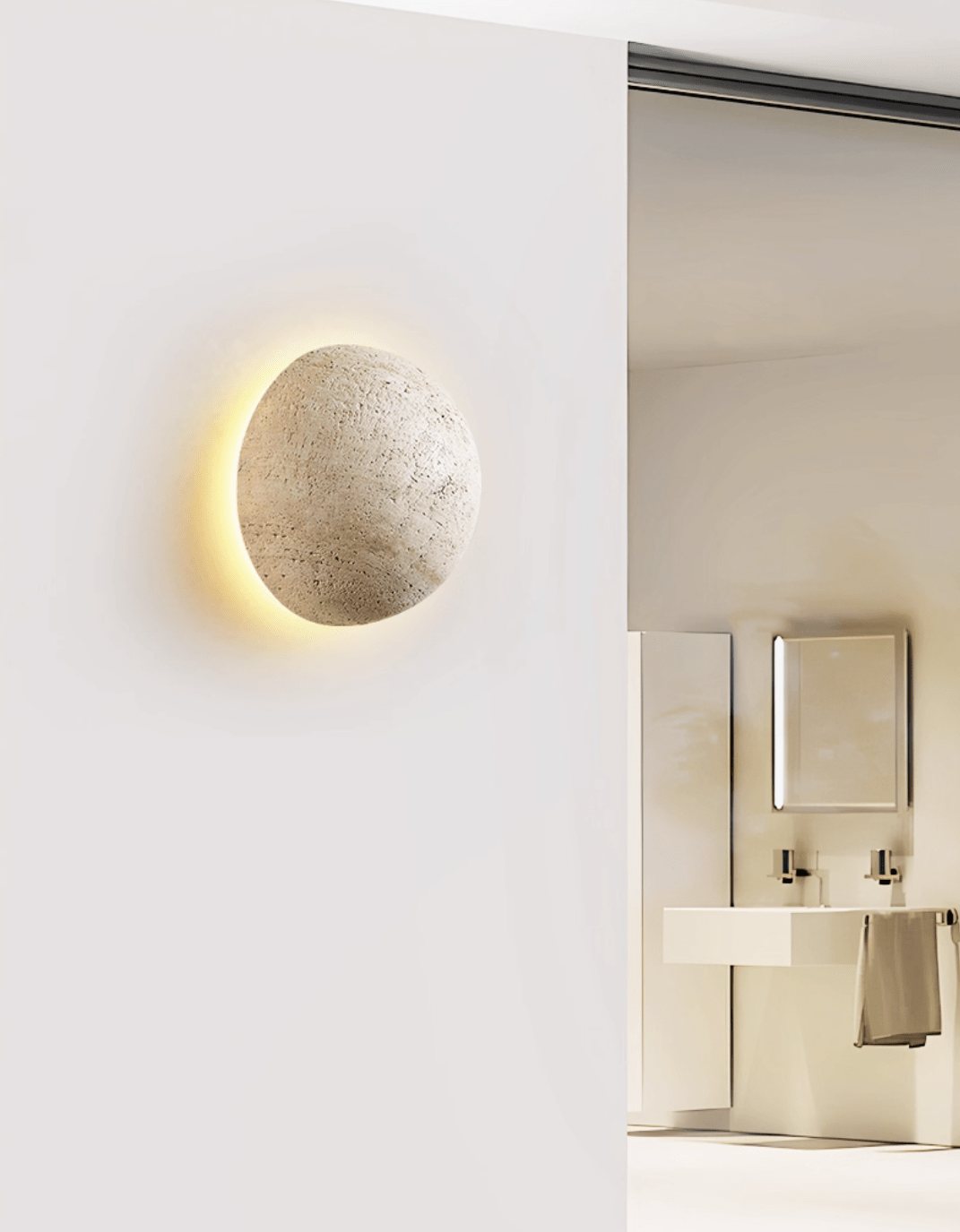 Pebble Stone Wall Sconce in Yellow Travertine | Organic Modern LED Wall Light