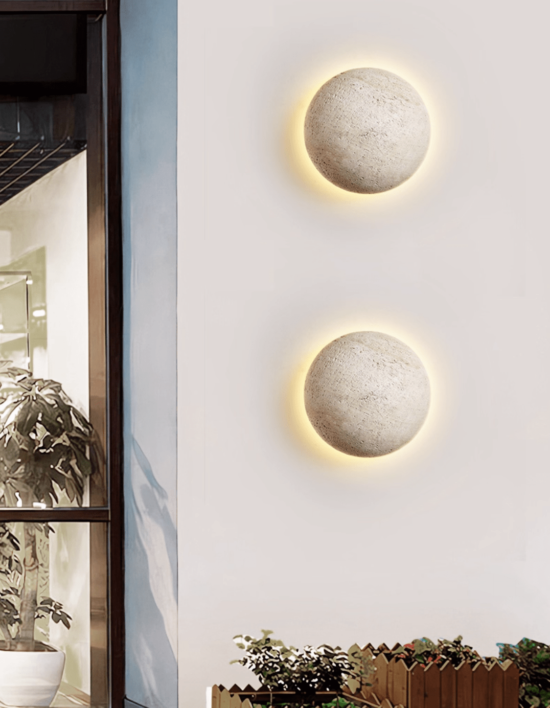 Pebble Stone Wall Sconce in Yellow Travertine | Organic Modern LED Wall Light