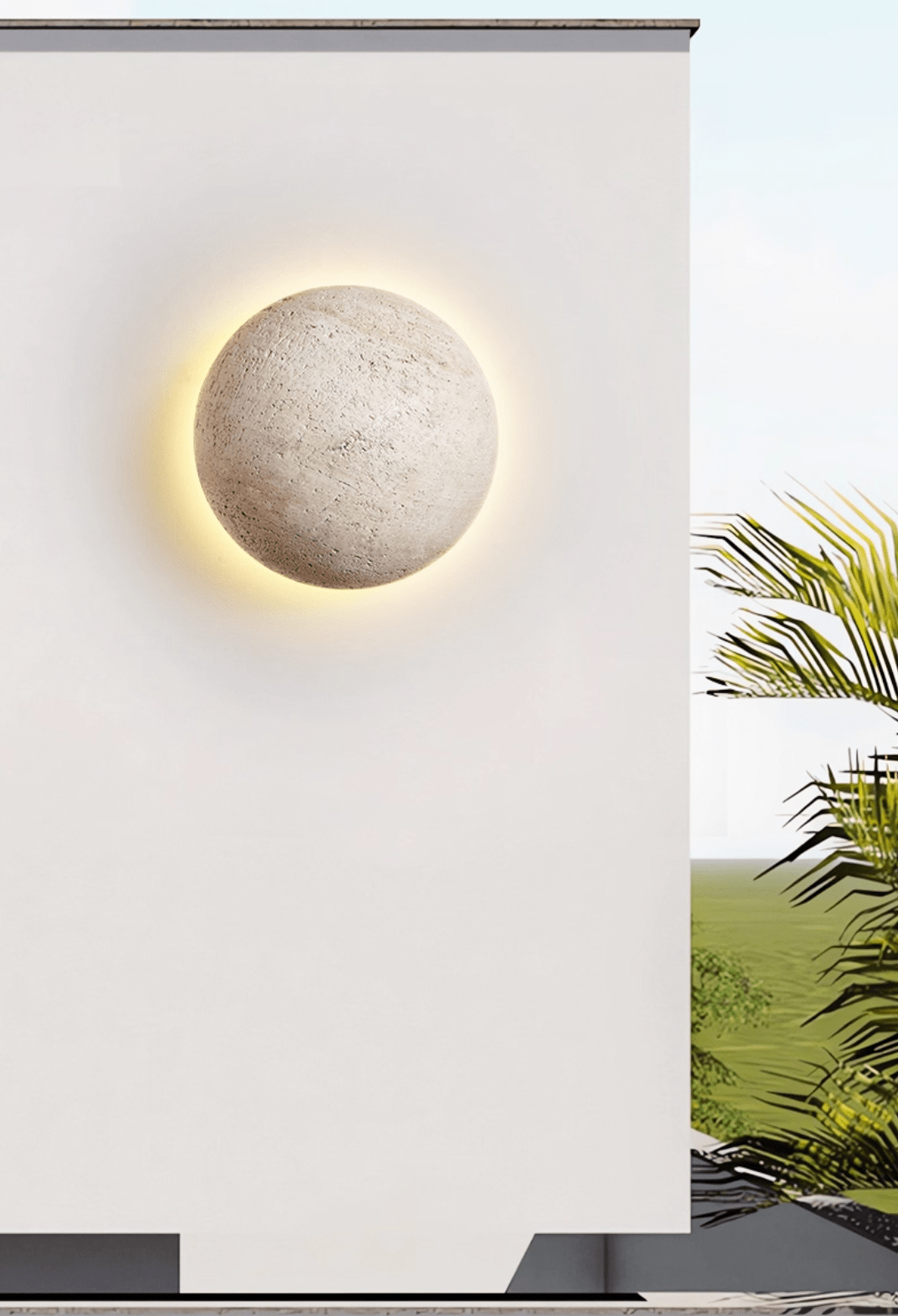 Pebble Stone Wall Sconce in Yellow Travertine | Organic Modern LED Wall Light