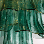 Petali Blue Glass and Brass Chandelier for Dining Room and Foyer