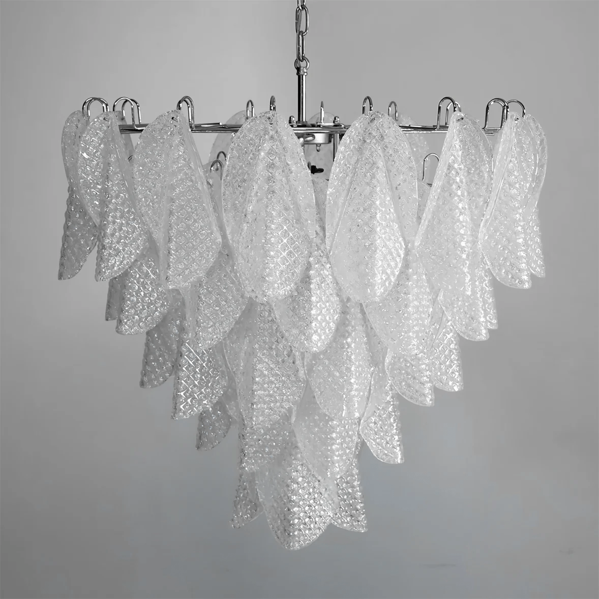 Murano Glass Teardrop Chandelier in Polished Metal for Modern Interiors