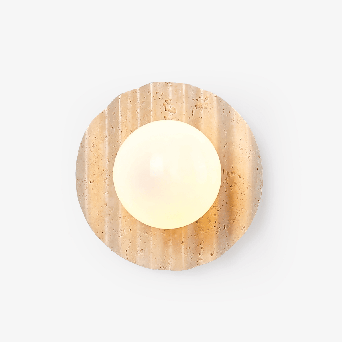 Selorar Travertine Wall Sconce — Natural Stone & Glass