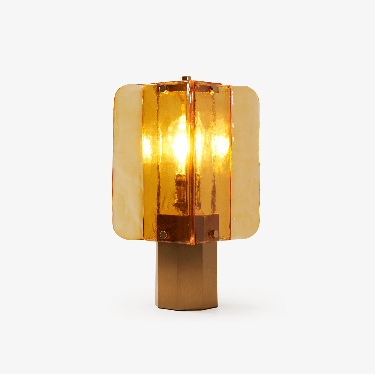 Aurelia Amber Glass Table Lamp with Brass Base for Bedside and Living Room