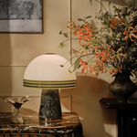 Verdura Dome Table Lamp with Marble Base and Green Glass Accent