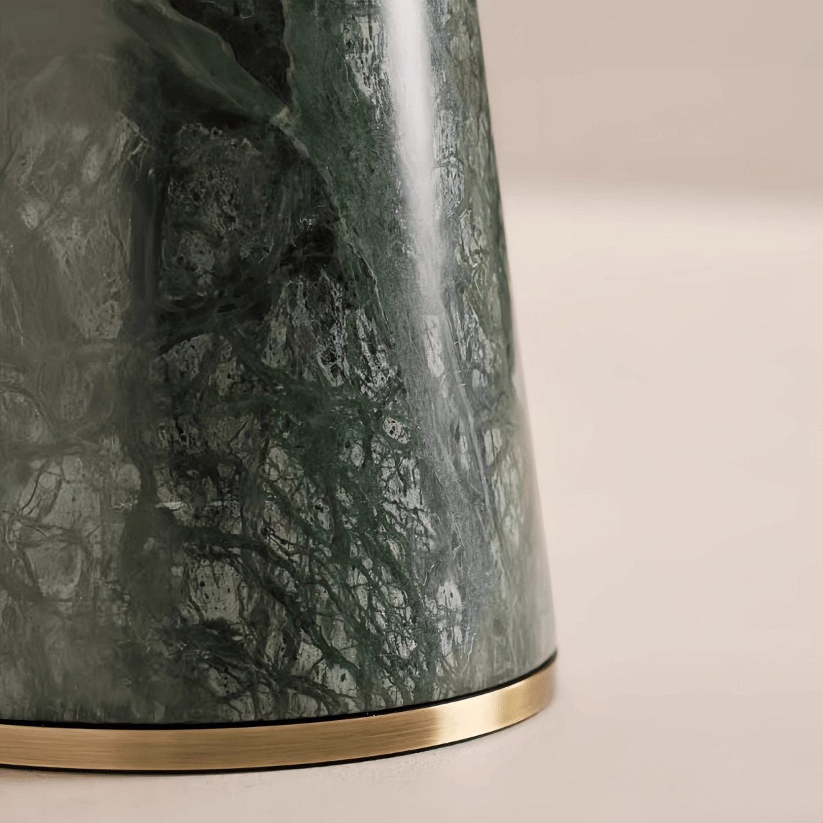 Verdura Dome Table Lamp with Marble Base and Green Glass Accent
