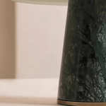 Verdura Dome Table Lamp with Marble Base and Green Glass Accent