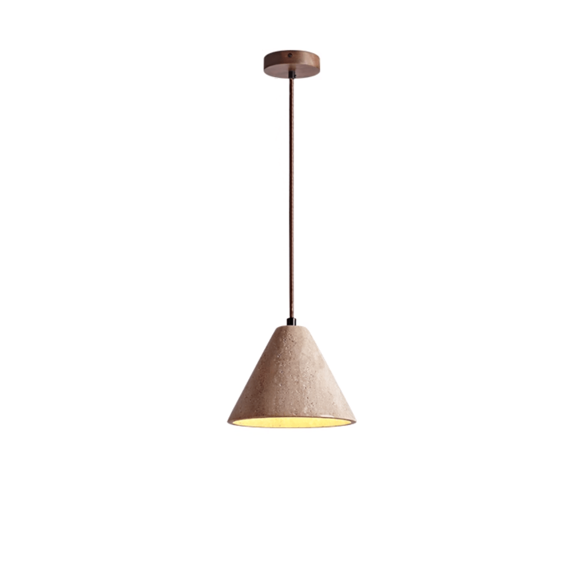 Solis Cone Travertine Pendant Light – Natural Stone Hanging Lamp