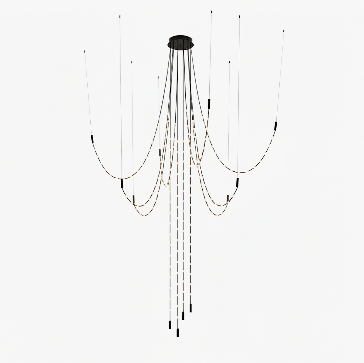 Multidot Modern LED Chandelier with Acrylic Spheres and Metal Rings