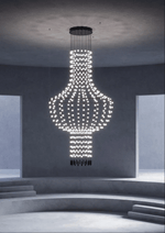 Multidot Modern LED Chandelier with Acrylic Spheres and Metal Rings