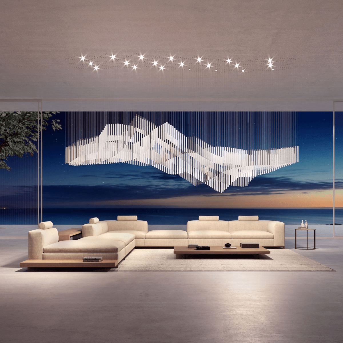 Diamond Cloud Crystal LED Chandelier, Modern Geometric Pendant Light for Dining Room and Hotel