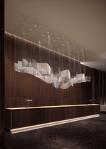Diamond Cloud Crystal LED Chandelier, Modern Geometric Pendant Light for Dining Room and Hotel