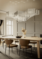 Diamond Cloud Crystal LED Chandelier, Modern Geometric Pendant Light for Dining Room and Hotel