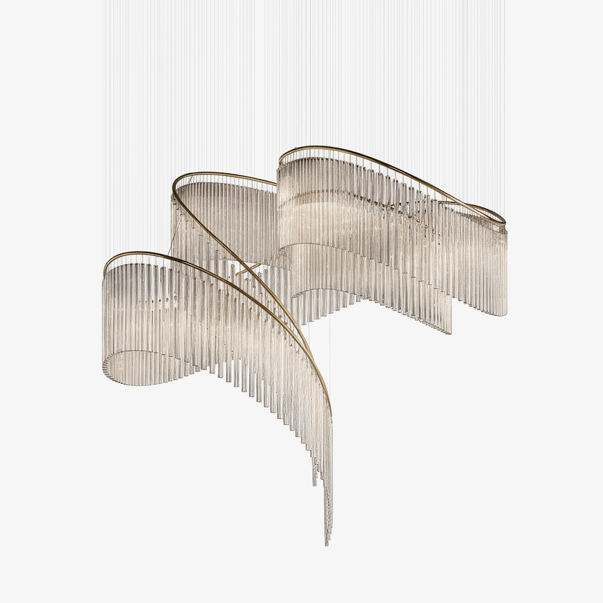 Rivella Cascade Fringe Chandelier — Crystal Glass & Gold LED Pendant Light