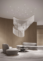 Rivella Cascade Fringe Chandelier — Crystal Glass & Gold LED Pendant Light