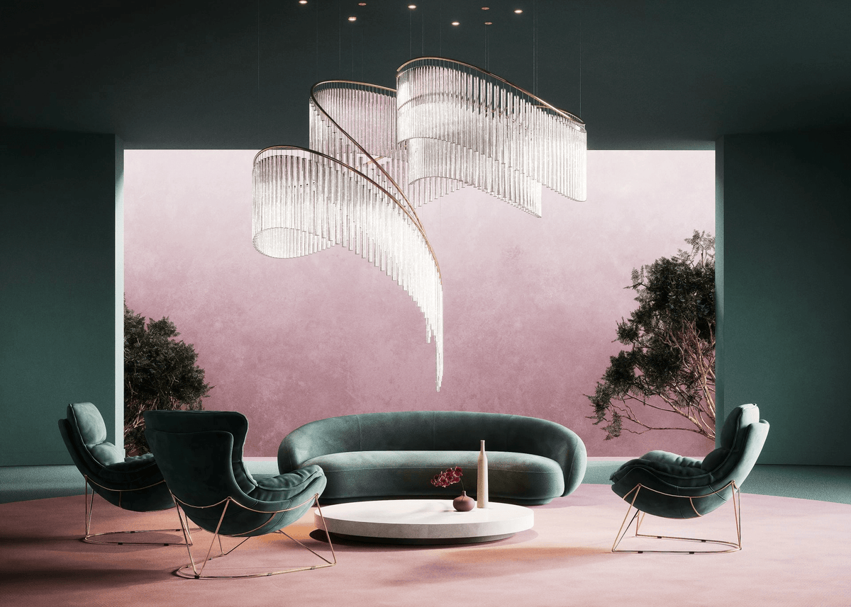 Rivella Cascade Fringe Chandelier — Crystal Glass & Gold LED Pendant Light